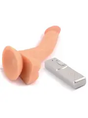 23 cm Eğik Titreşimli Realistik Penis | Vantuzlu, Vibratörlü ve Ellersiz Kullanım Oyuncağı