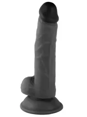 18 cm Siyah Realistik Dildo | Damarlı Silikon, Vantuz Tabanlı ve Ellersiz Kullanım