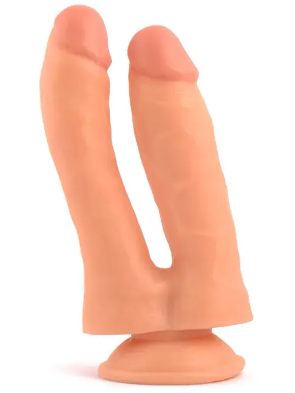 Çift Başlı Realistik Dildo | Çift Uçlu, Damarlı Silikon ve Vantuz Tabanlı Aksesuar