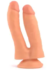 Çift Başlı Realistik Dildo | Çift Uçlu, Damarlı Silikon ve Vantuz Tabanlı Aksesuar