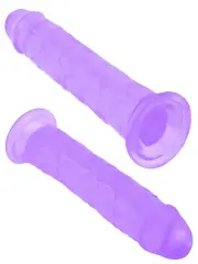 21,5 cm Mor Realistik Jel Dildo | Damarlı, Yumuşak Jel & Vantuz Tabanlı Eller‑Serbest Oyuncak