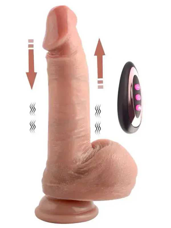 19 cm Isıtmalı İleri Geri Hareketli Dildo | Şarjlı, Uzaktan Kumandalı, Çift Katmanlı Gerçekçi Seks Oyuncağı