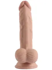 19 cm Çift Katmanlı Realistik Dildo | Oynar Derili, Platin Silikon ve Ellersiz Vantuzlu Yapı