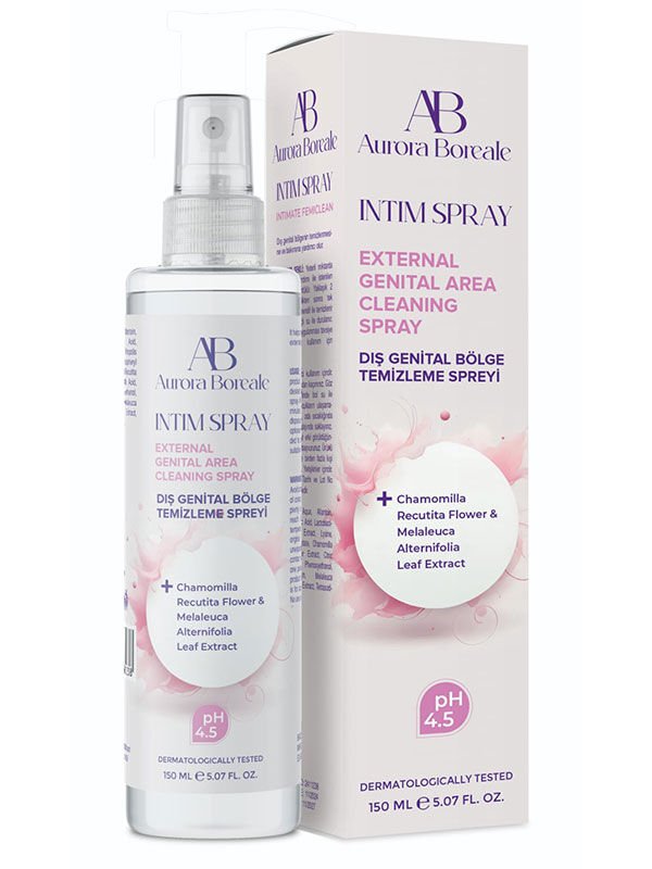 Aurora Boreale Intim & Dış Genital Temizleme Spreyi 150 ml | Ferahlatıcı, Hafif ve Doğal Formül