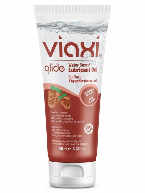 Viaxi Glide Çilek Aromalı 200 ml | Su Bazlı, Hoş Çilek Kokulu Kayganlaştırıcı Jel
