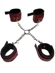 Kırmızı El & Ayak Kelepçe Seti | Peluş Kaplamalı, Ayarlanabilir ve Güvenli BDSM Aksesuarı