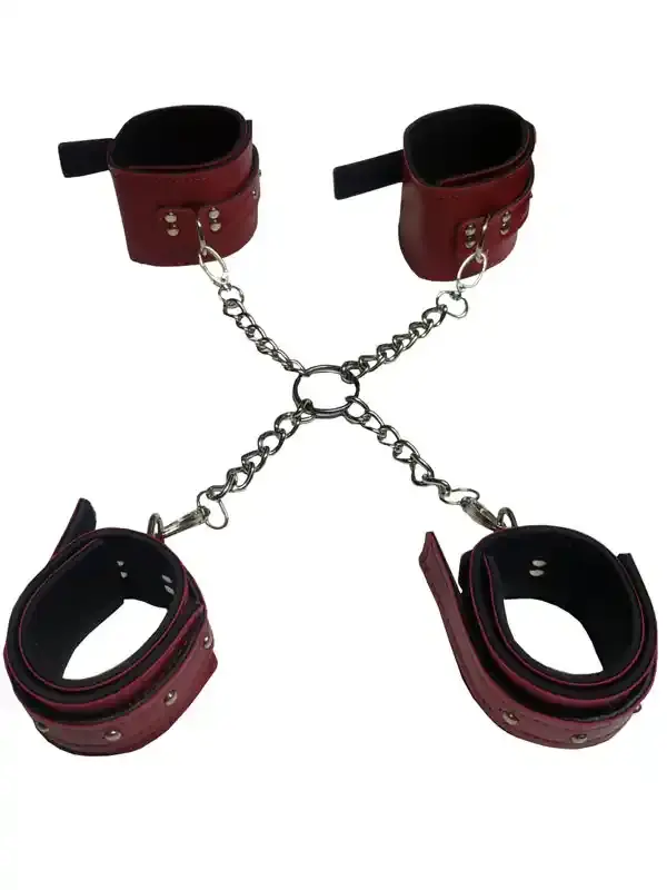 Kırmızı El & Ayak Kelepçe Seti | Peluş Kaplamalı, Ayarlanabilir ve Güvenli BDSM Aksesuarı