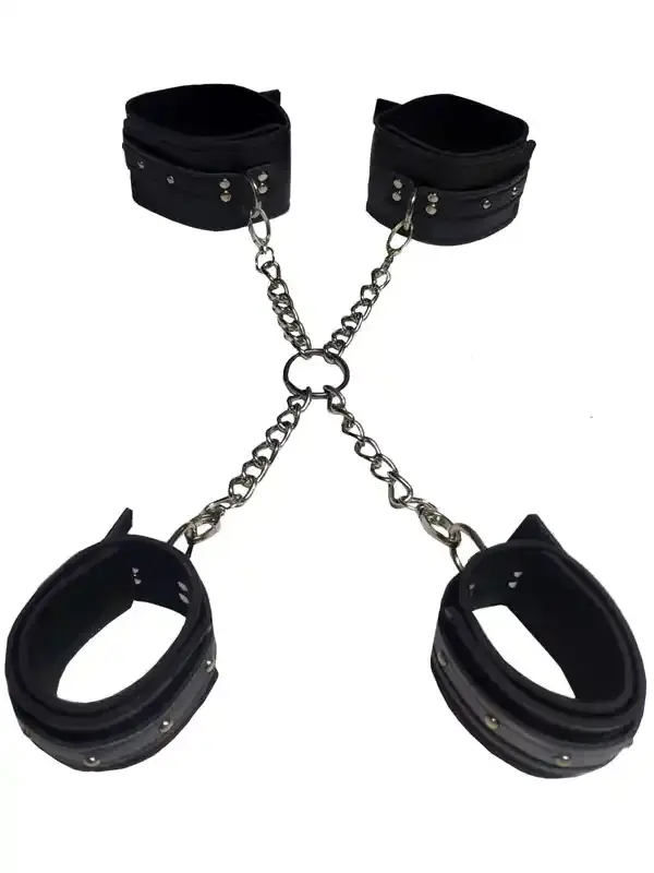 Siyah El & Ayak Kelepçe Seti | Peluş Kaplamalı, Ayarlanabilir ve Güvenli BDSM Takımı
