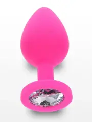 Pembe Silikon Taşlı Anal Plug Medium | Yumuşak Dokulu, Güvenli Tablamlı ve Orta Boy Fantezi Aksesuarı