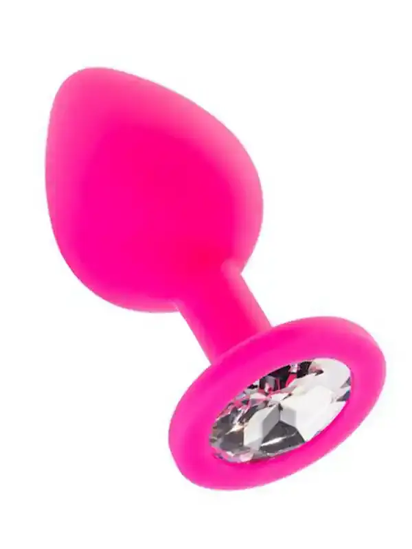 Pembe Silikon Taşlı Anal Plug Medium | Yumuşak Dokulu, Güvenli Tablamlı ve Orta Boy Fantezi Aksesuarı