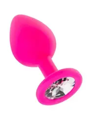 Pembe Silikon Taşlı Anal Plug Medium | Yumuşak Dokulu, Güvenli Tablamlı ve Orta Boy Fantezi Aksesuarı