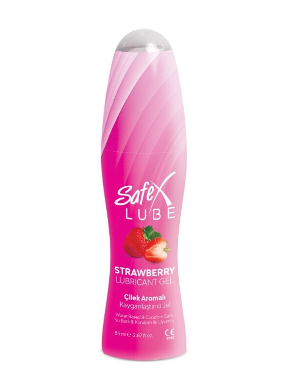 Safex Lube Kayganlaştırıcı Jel Çilek Aromalı 85 ml | Hoş Çilek Kokuslu, Su Bazlı & Cilt Dostu Jel