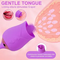 Sevindik Medikal Lick Rose Yalama, Titreşim ve Oynar Başlı Vibratör