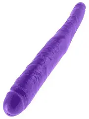 Double Dillio Çift Başlı Dildo - 43 cm Mor Esnek Yapay Penis