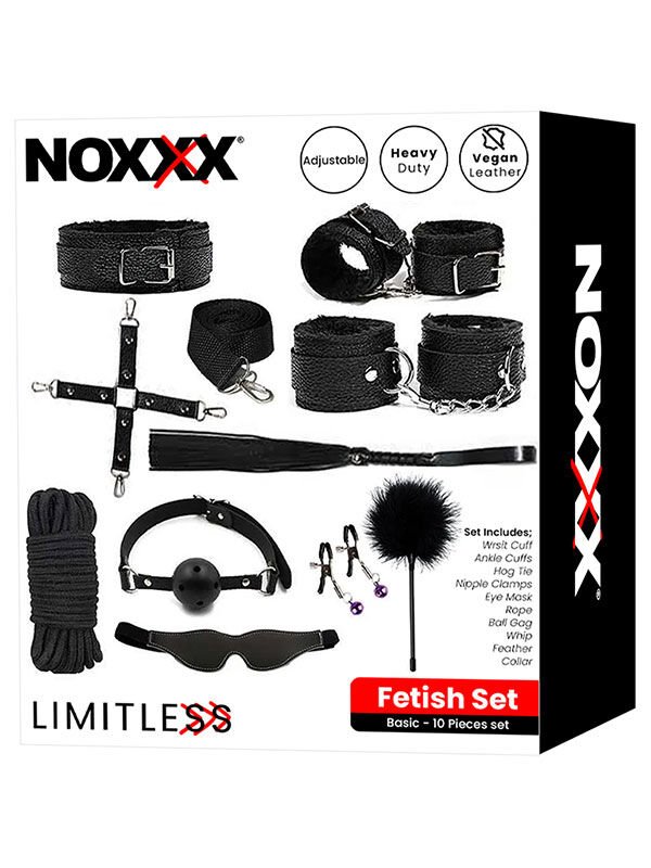 NOXXX Limitless 10 Parça Fetiş Set – Kelepçe, Kamçı, Göz Bandı ve Aksesuarlarla Tam Donanımlı BDSM Başlangıç Kiti