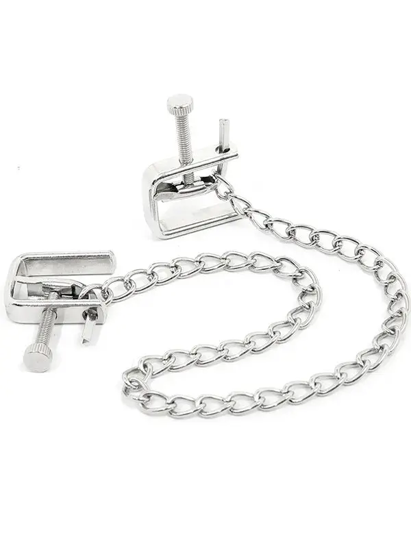 Fetiş Göğüs Kelepçesi – Zincirli, Ayarlanabilir Basınçlı BDSM Meme Klipsi