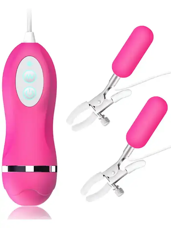 Ayarlanabilir Titreşimli Göğüs Klipsi – Çiftler İçin Uyarıcı Fetiş Oyuncak, Yumuşak Uçlu ve Şarjlı