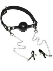Noxxx Delikli Ağız Topu ve Göğüs Klipsi Seti – BDSM Aksesuarları