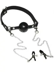 Delikli Ağız Topu ve Göğüs Klipsi Seti – BDSM Aksesuarları