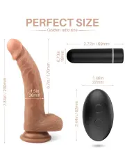 Titreşimli Uzaktan Kumandalı Belden Bağlamalı Penis - 20 cm İçi Dolu Esnek
