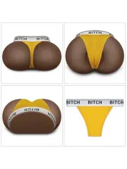 Çift Girişli Gerçekçi Tangalı Siyah Kalça – 2,5 kg Silikon Vibratör