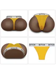 Çift Girişli Gerçekçi Tangalı Siyah Kalça – 2,5 kg Silikon Vibratör