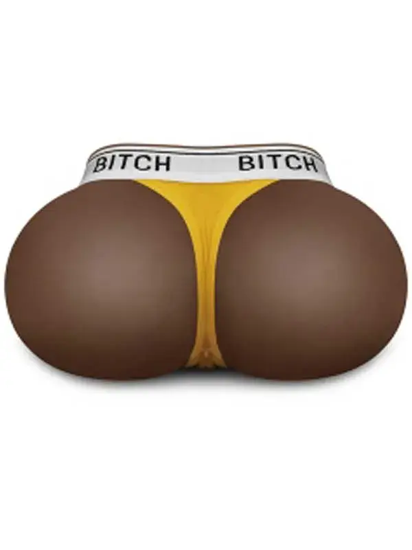 Çift Girişli Gerçekçi Tangalı Siyah Kalça – 2,5 kg Silikon Vibratör