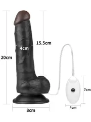 20 cm Siyah İçi Dolu Titreşimli Belt‑On | Şarjlı, Esnek Silikon ve Eller‑Serbest Strap‑On
