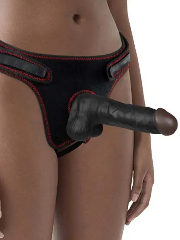 Belden Bağlamalı İçi Dolu 20 cm Siyah – Strap‑On Harness