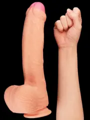 Çift Katmanlı Platin Silikon Realistik Dildo 28 cm – Vakumlu Tabanlı Premium Model