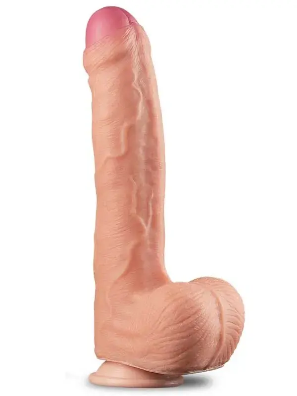 Çift Katmanlı Platin Silikon Realistik Dildo 28 cm – Vakumlu Tabanlı Premium Model