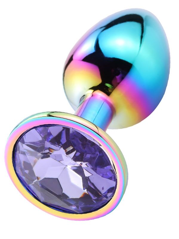 Çok Renkli Taşlı Çelik Anal Plug – Büyük Boy