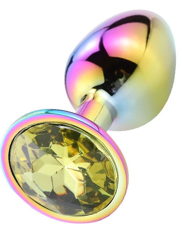 Çok Renkli Taşlı Çelik Anal Plug – Orta Boy