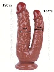 Noctis 19 cm Kahverengi Çiftli Dildo | Gerçekçi Çift Uçlu Penis Modeli