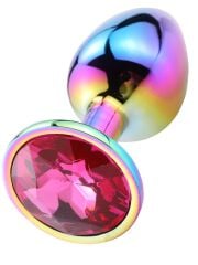 Çok Renkli Taşlı Çelik Anal Plug – Küçük Boy