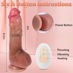 Shark Hareketli Isıtmalı Rotasyonlu Titreşimli Dildo – Derin Hazz | 724Haz