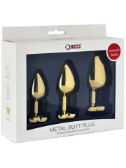 NOXXX Çelik Gold Kalp Mücevherli Anal Plug 3'lü Set