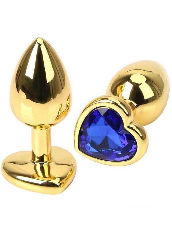 Çelik Gold Kalp Mücevherli Anal Plug – Küçük Boy