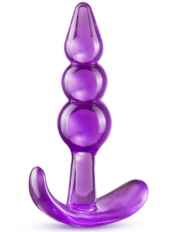 Boğumlu T‑Anal Plug Mor 9 cm – Silikon Titreşimli Plug