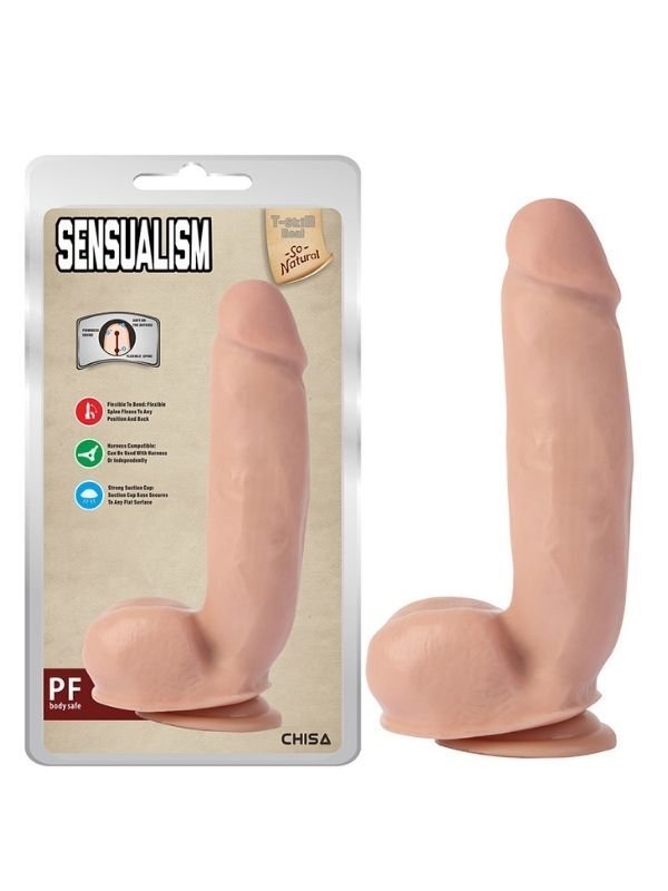 Sensualism 21 cm Kıkırdaklı Gerçekçi Dildo | Sert Vantuzlu Realistik Penis