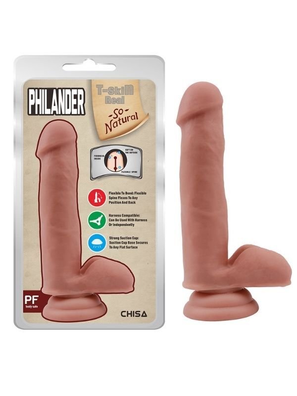 Philander 18 cm Kıkırdaklı Gerçekçi Dildo | Sert Yapılı Vantuzlu Penis Modeli