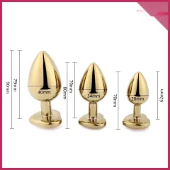 Kalp Şekilli Gold Anal Plug – Işıltılı Metalik Kaplama | 724Haz