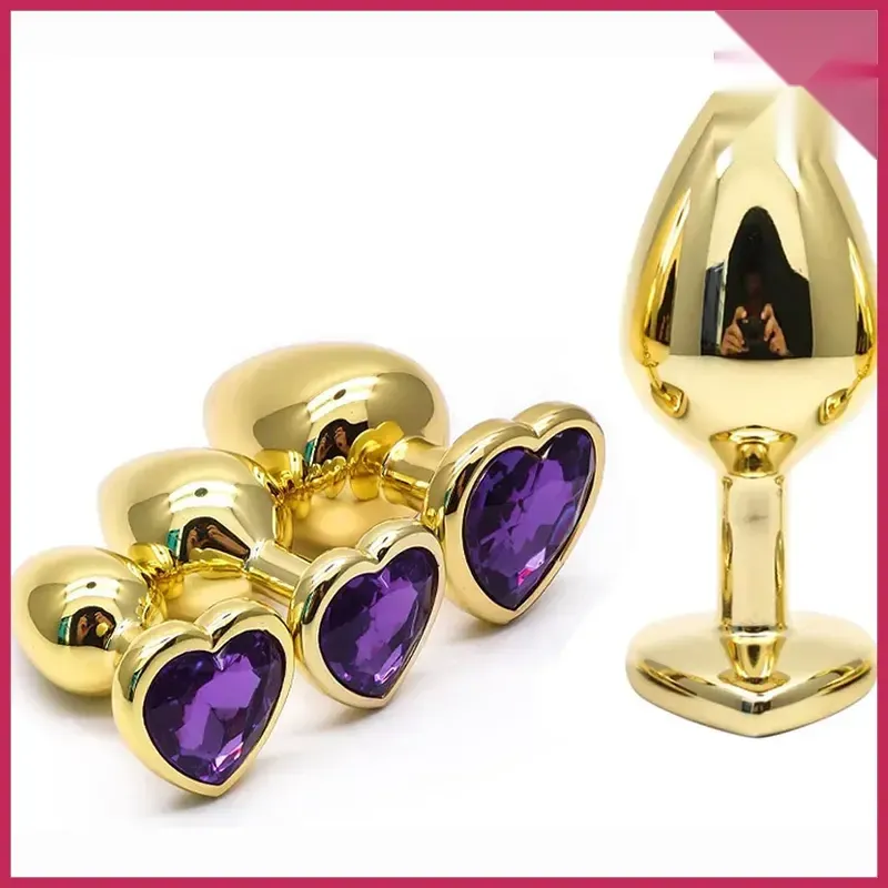 Kalp Şekilli Gold Anal Plug – Işıltılı Metalik Kaplama | 724Haz