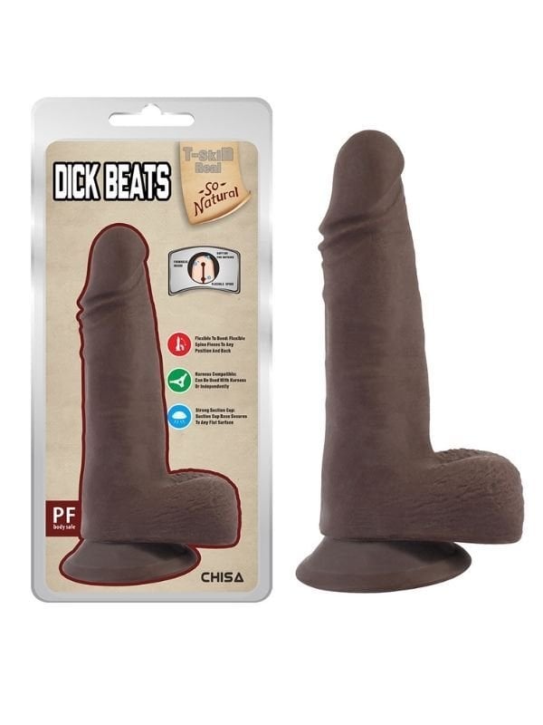 Dick Beats Melez 18 cm Kıkırdaklı Gerçekçi Dildo | Vantuzlu Yarı Siyah Yarı Ten Penis