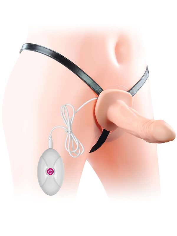 16.5 cm İçi Boş Belden Bağlamalı Titreşimli Penis | Ayarlanabilir, Şarjlı ve Gerçekçi Silikon