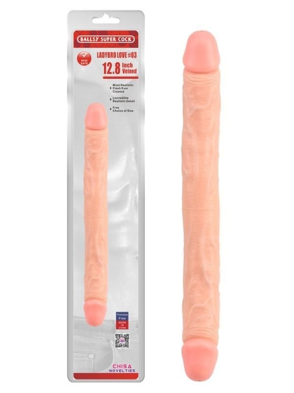 Ballsy Super Cock Ladybro Love Çift Taraflı Realistik Dildo - Et Dokulu ve Gerçekçi Tasarım