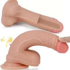 Lovetoy Nature Cock 18 cm Çift Katlı Dildo – Platin Silikon | 724Haz