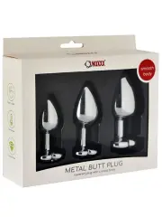 3’lü Kalpli Çelik Anal Plug Seti | Küçük, Orta, Büyük Boy Taşlı ve Zarif Metal Oyuncak