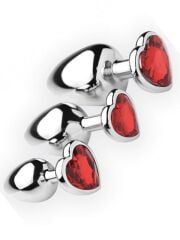 3’lü Kalpli Çelik Anal Plug Seti | Küçük, Orta, Büyük Boy Taşlı ve Zarif Metal Oyuncak