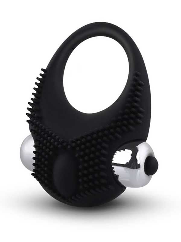 Censan Titreşimli Tırtıklı Penis Halkası - Siyah, Güçlü Titreşim